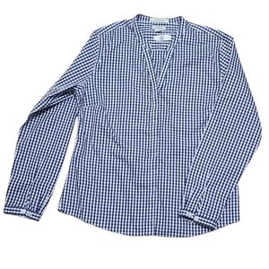 L.L. Bean Blue/White‎ Plaid Jean Lowry Wrinkle-free Button Down Shirt XSP